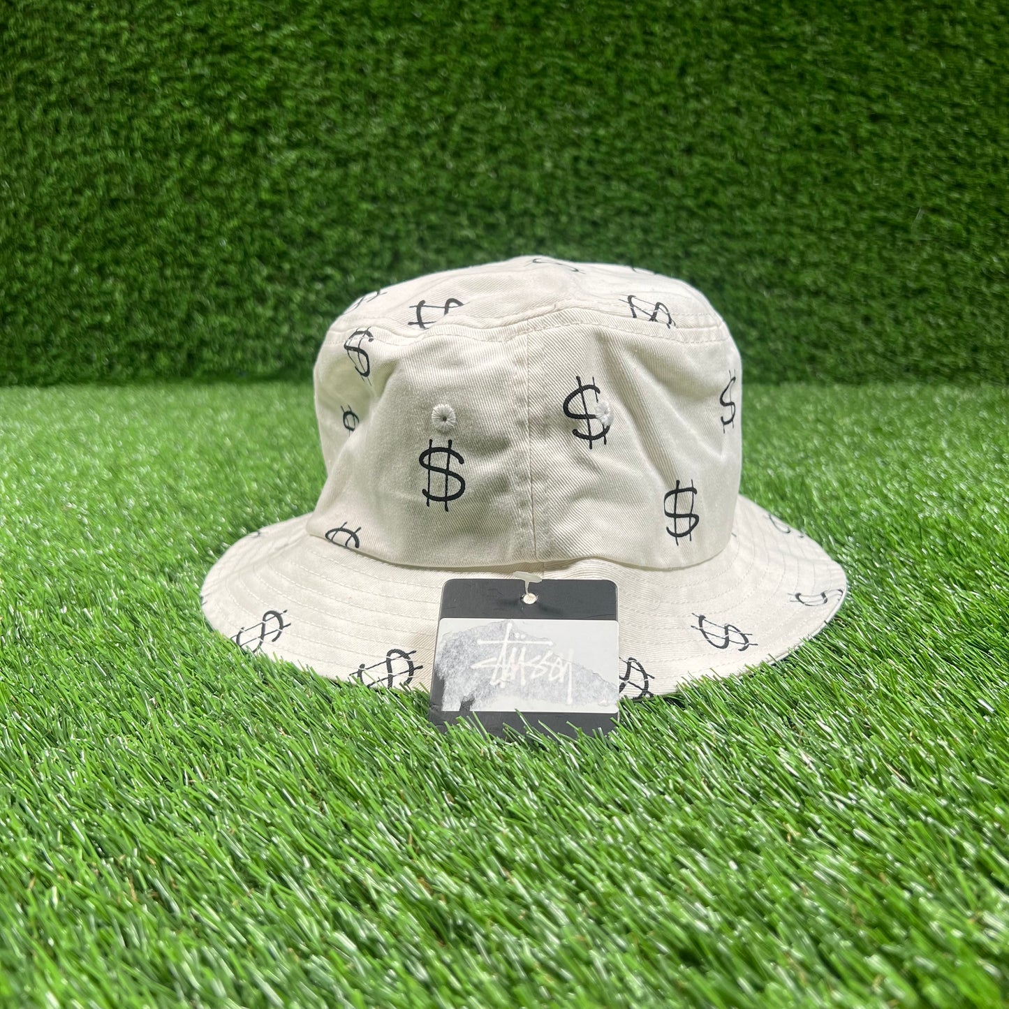 Stussy White Money Sign Bucket Hat One Size NEW x15729