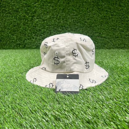 Stussy White Money Sign Bucket Hat One Size NEW x15729