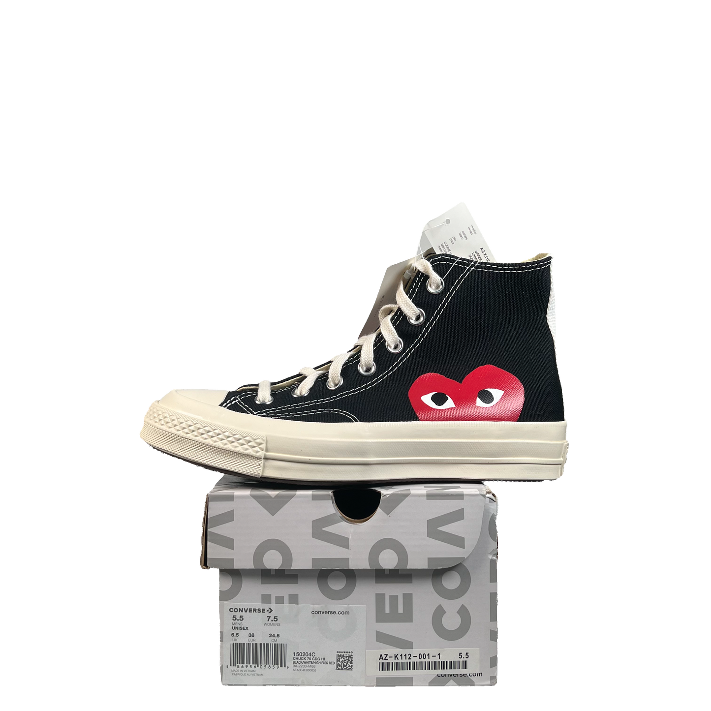 Converse Chuck Taylor CDG PLAY Black (2019) Size 5.5 NEW s21619