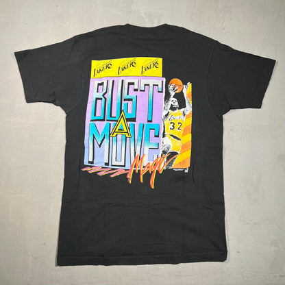 1990s Bust A Move Magic Johnson Tag Rap Style Black Tee Size XL USED v10944