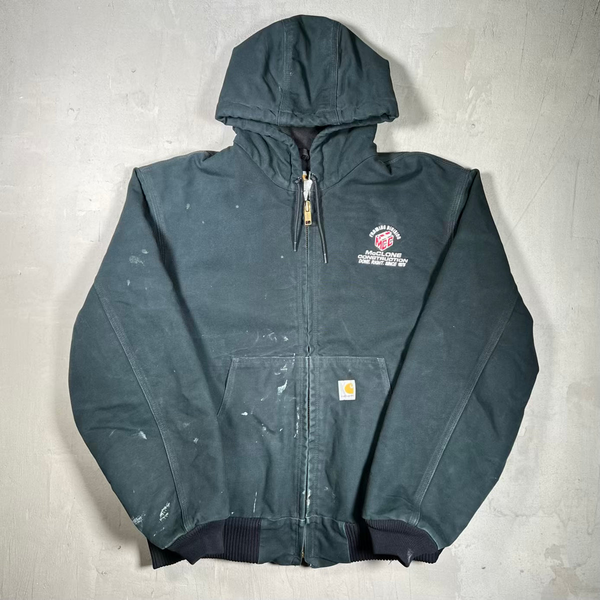 Y2K Carhartt Framing Division Active Workwear Black Zip Up Jacket Size Large USED v20194