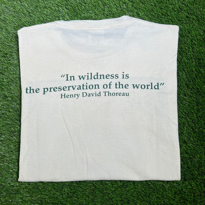 1990s National Parks Conservation Associastion Wolf Tee White Size Large USED V16542