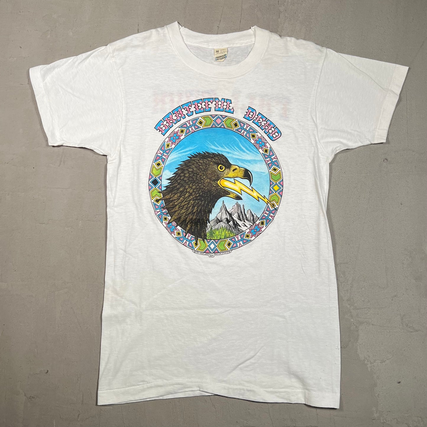 1984 Grateful Dead David Lundquist Eagle Eye White Tee Size Medium USED v16417