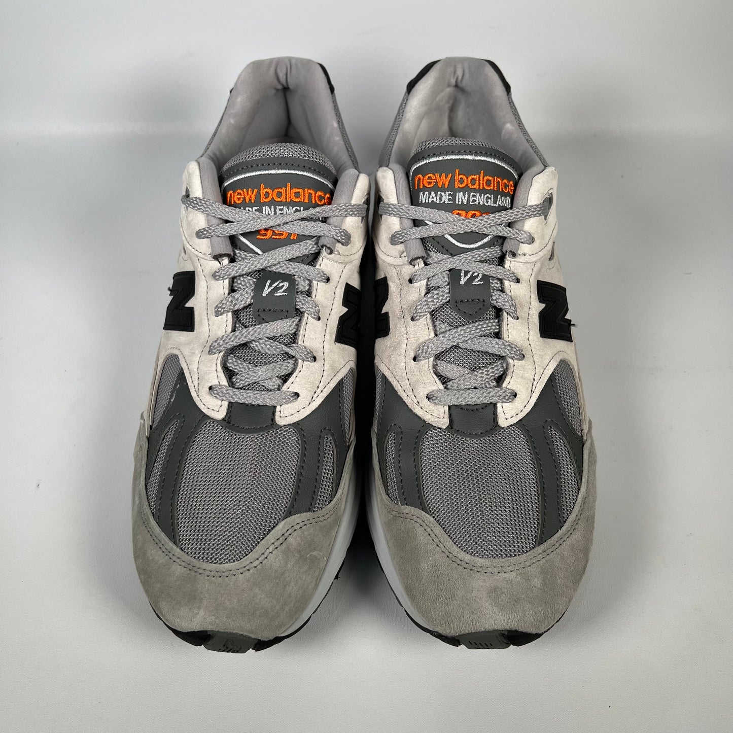 New Balance 991v2 Pelican Grey Orange (2024) Size 11.5 USED s18383