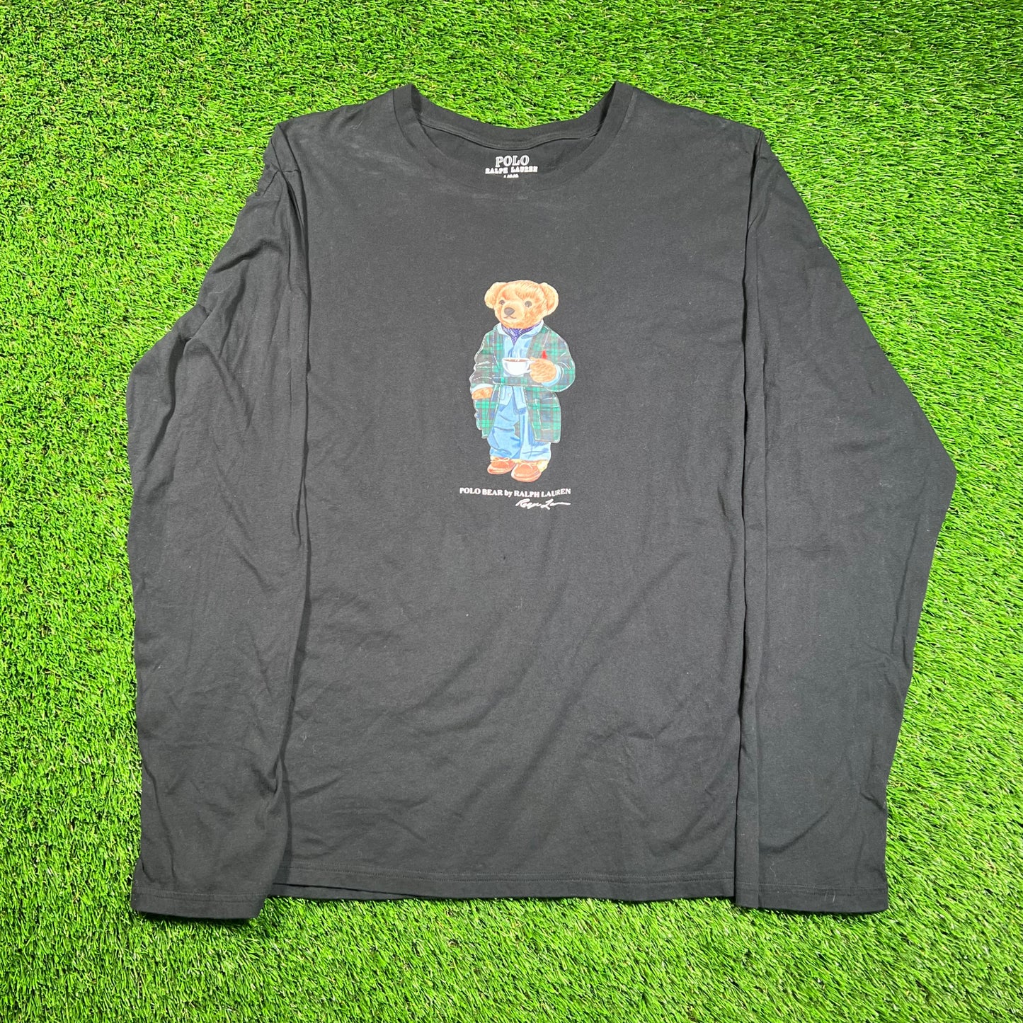 Polo Ralph Lauren Black Polo Bear Longsleeve "Lounge" Size Large USED v18542