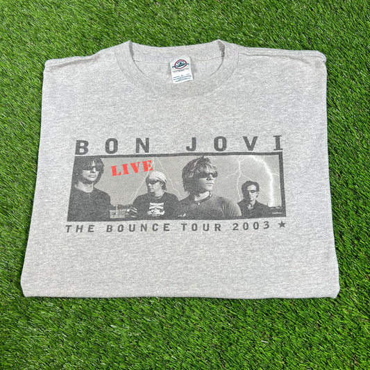 2003 Bon Jovi The Bounce Tour Grey Tee Size XL USED v16654