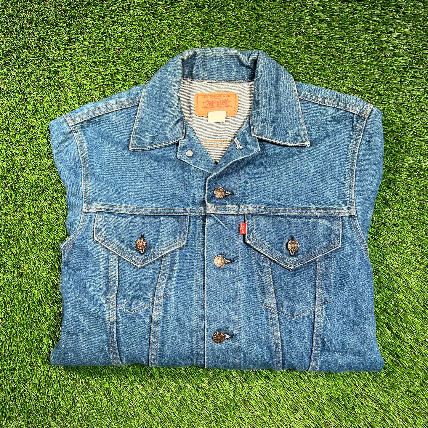 1970s Levis Type 2 Blue Jean Denim Button Up Jacket Size Small USED v18422