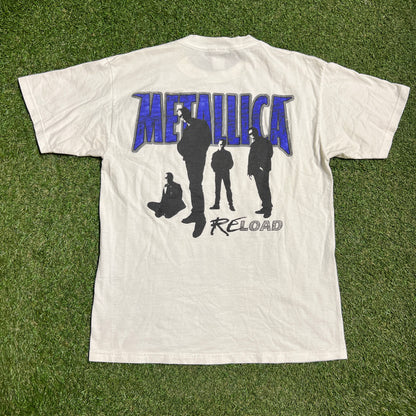 1998 Metallica Reload White Tee Size Large USED v15973
