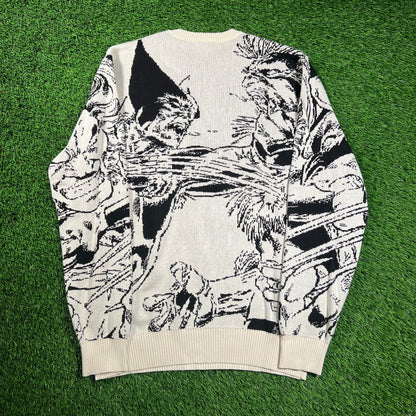 Huf Marvel Wolverine AOP Knit Sweater Size Medium USED x16251