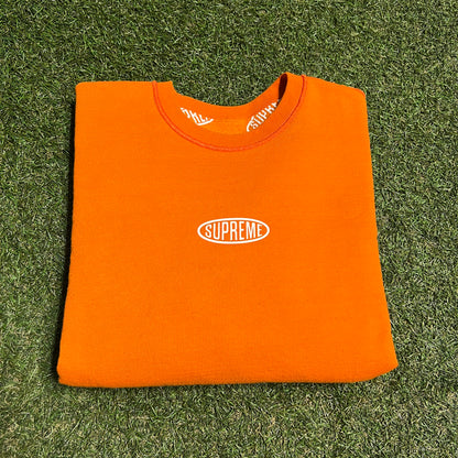 Supreme Reversible Repeat Liner Orange Crewneck Size Medium USED x13924