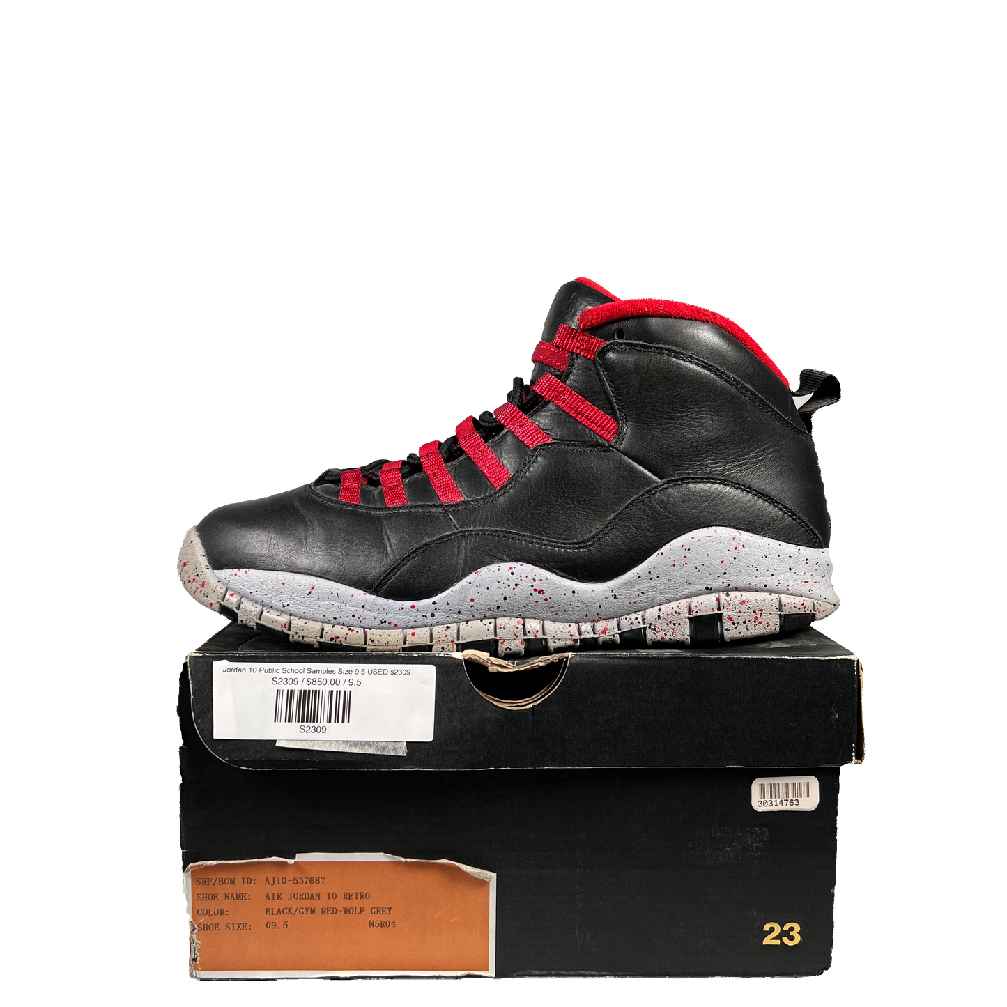 Jordan 10 Public School Samples Size 9.5 USED s2309