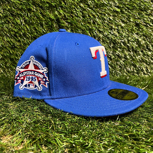 New Era Texas Rangers All Star Game '95 Patch Blue Hat Size 7 5/8 USED v16166