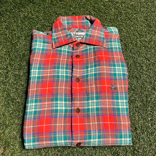 Vivienne Westwood Red/Green Button Up Flannel Size 44 Medium USED x14200