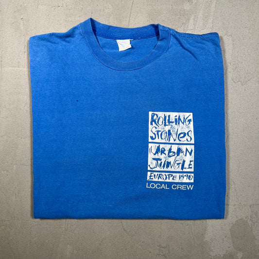 1990 Rolling Stones Urban Jungle Europe Local Crew Blue Tee Size XL USED v19161
