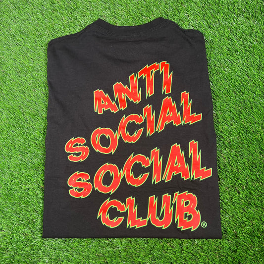 Anti Social Social Club Trippy Red Logo Black Tee Size Medium USED x15315