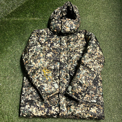 North Face 600 Series Heavy Leaves Camo Puffy Jacket Size XL USED v16547