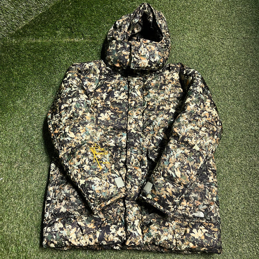 North Face 600 Series Heavy Leaves Camo Puffy Jacket Size XL USED v16547