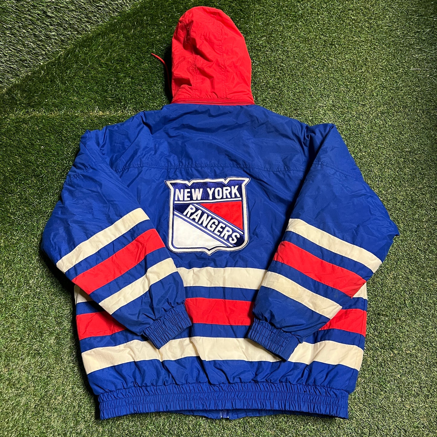 1990s NY Rangers Apex Puffy Blue Jacket Size Large USED v15908