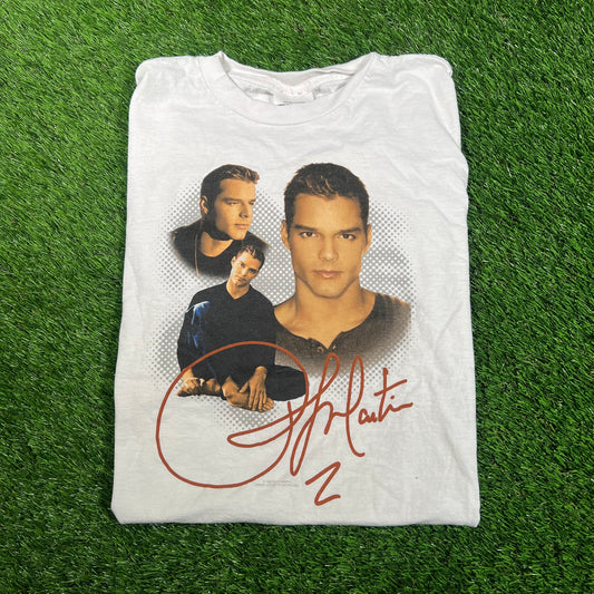 1999 Ricky Martin White Protrait Tee Size Small USED v18221