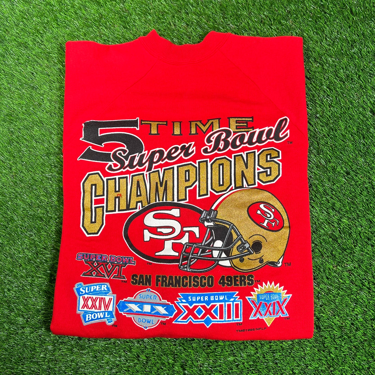 1995 San Francisco 49ers Superbowl Champs Red Crewneck Size XL USED v18176