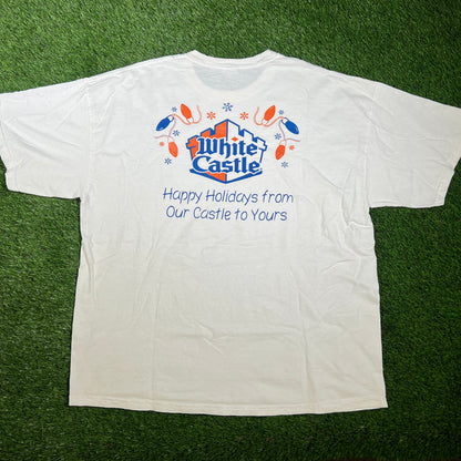 1990s White Castle Happy Holidays White Tee Size XL USED V16541
