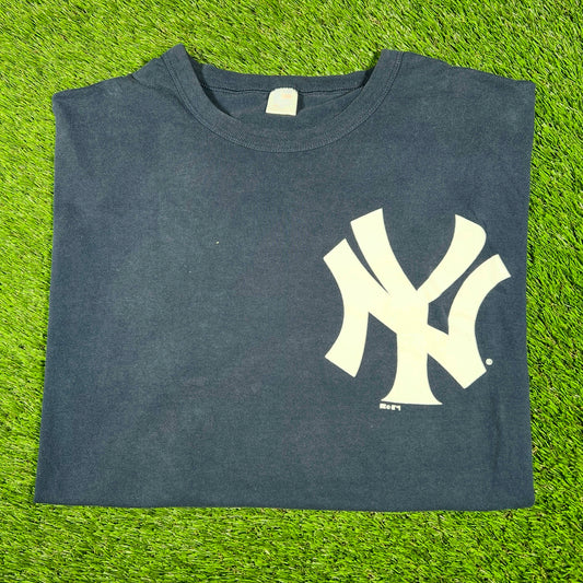 Y2K New York Yankees Blue Team Tee Size XXL USED v17277