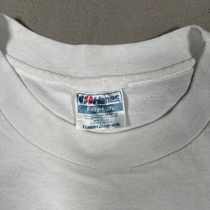 1992 Penguins Stanley Cup Champs White Tee Size XL USED v16675