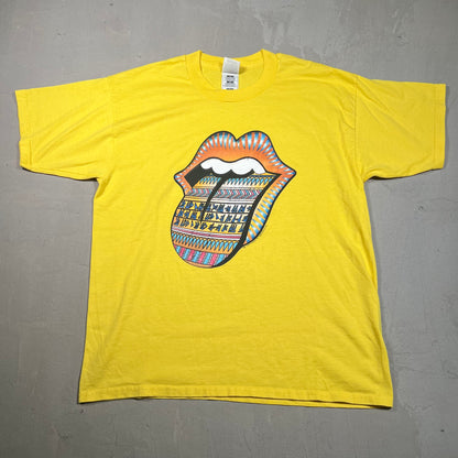 1998 Rolling Stones Bridges Babylon Tour Yellow Tee Size Large USED v16370