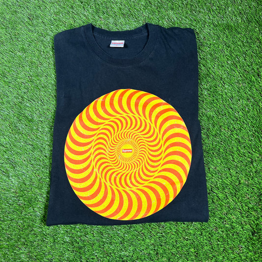 Supreme Spitfire Spinning Logo Black Tee Size Medium USED x14403