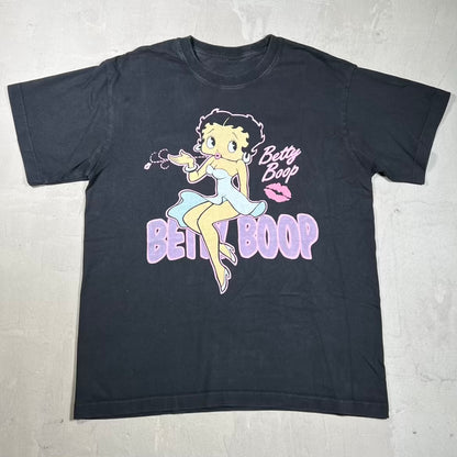 Betty Boop Hugs and Kisses Black Tee Size Large USED v20154