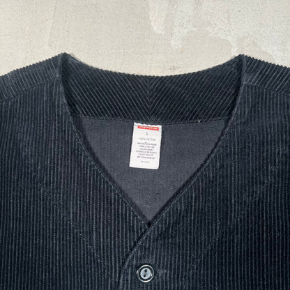 Supreme Coduroy Baseball Jersey Black (2018) Size Large USED x17219