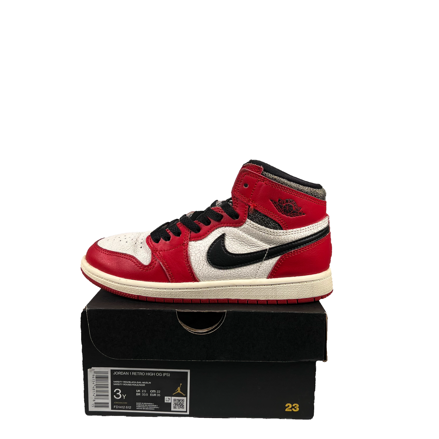 Jordan 1 High Lost and Found (2022) Size 3Y USED s19350