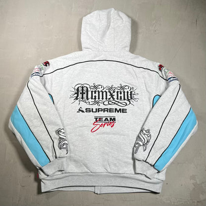 Supreme Racing Lined Zip Up Hoodie Grey (2026) Size Large NEW x18409