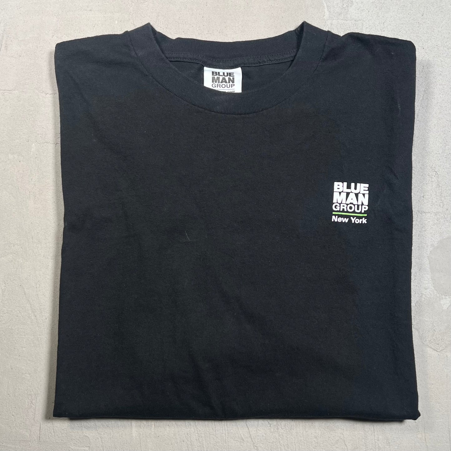 Y2K Blue Man Group Big Face Back Black Tee Size XXL USED v16699