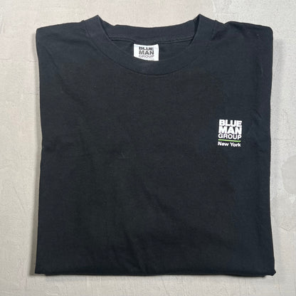Y2K Blue Man Group Big Face Back Black Tee Size XXL USED v16699