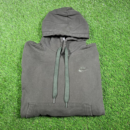 Nike Small Logo Plain Olive Hoodie Size Large USED v16803