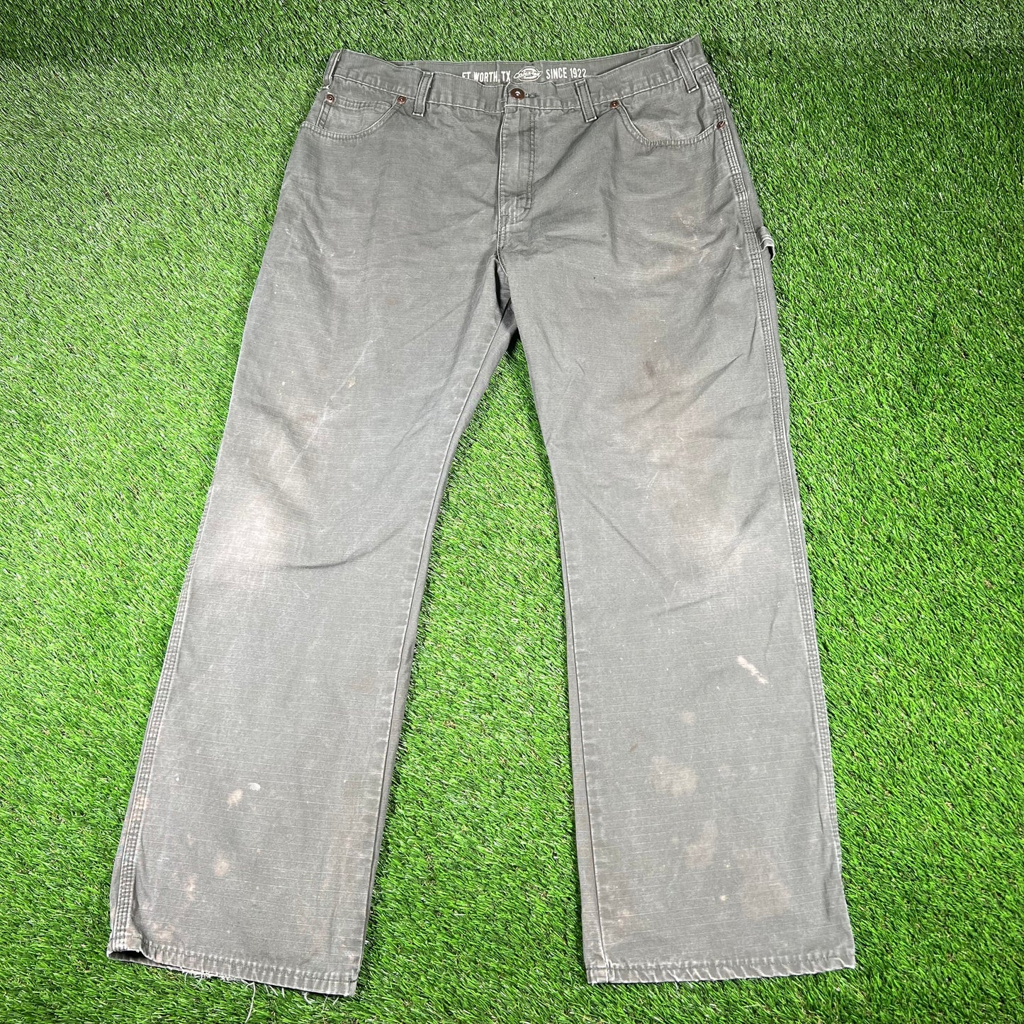 Dickies Relaxed Straight Work Wear Olive Pants Size 36x32 USED v16842