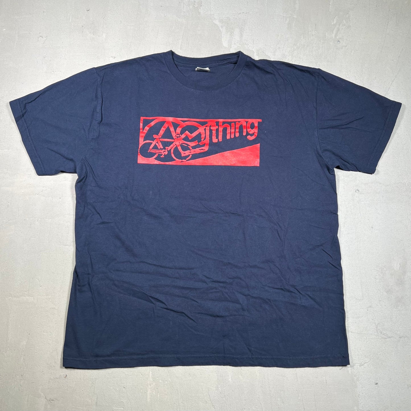 aNYthing Logo Tee Navy Size XL USED x17274