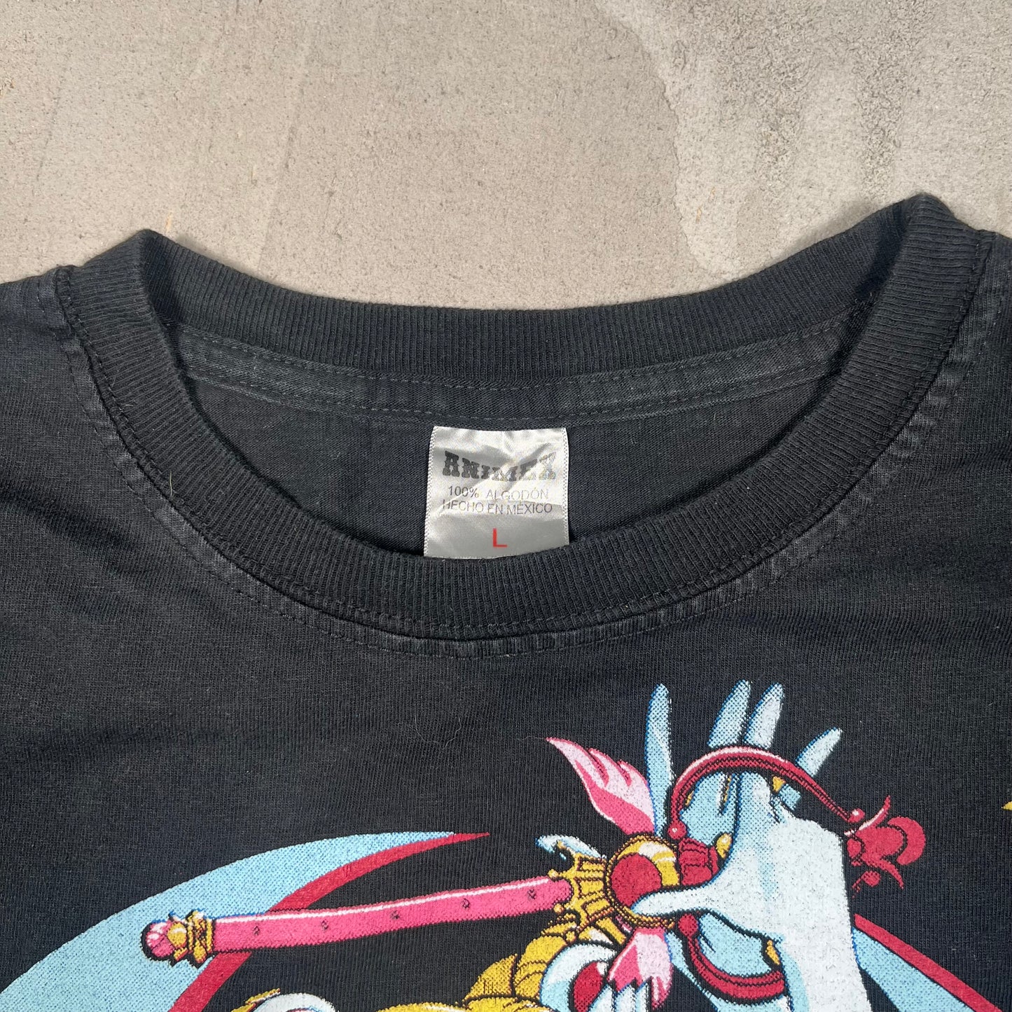 Y2K Sailor Moon Mexico Bootleg Black Tee Size Large USED v19189