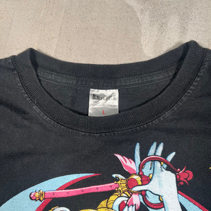 Y2K Sailor Moon Mexico Bootleg Black Tee Size Large USED v19189