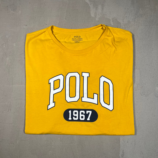 Polo Ralph Lauren Yellow Logo Tee Size XL USED v18989
