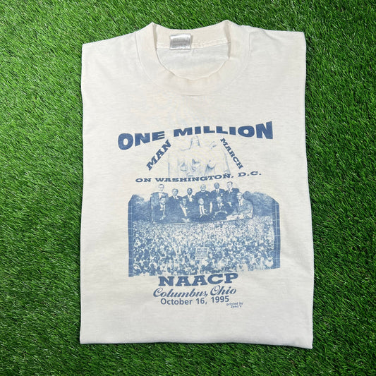 1995 One Million Man March White Tee Size XL USED v18718