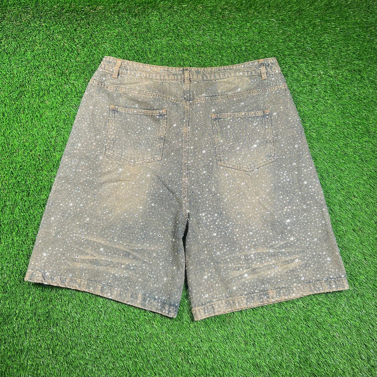 Vale Rainforest Rhinestone Denim Washed Jean Jhorts Size 36 USED x16557