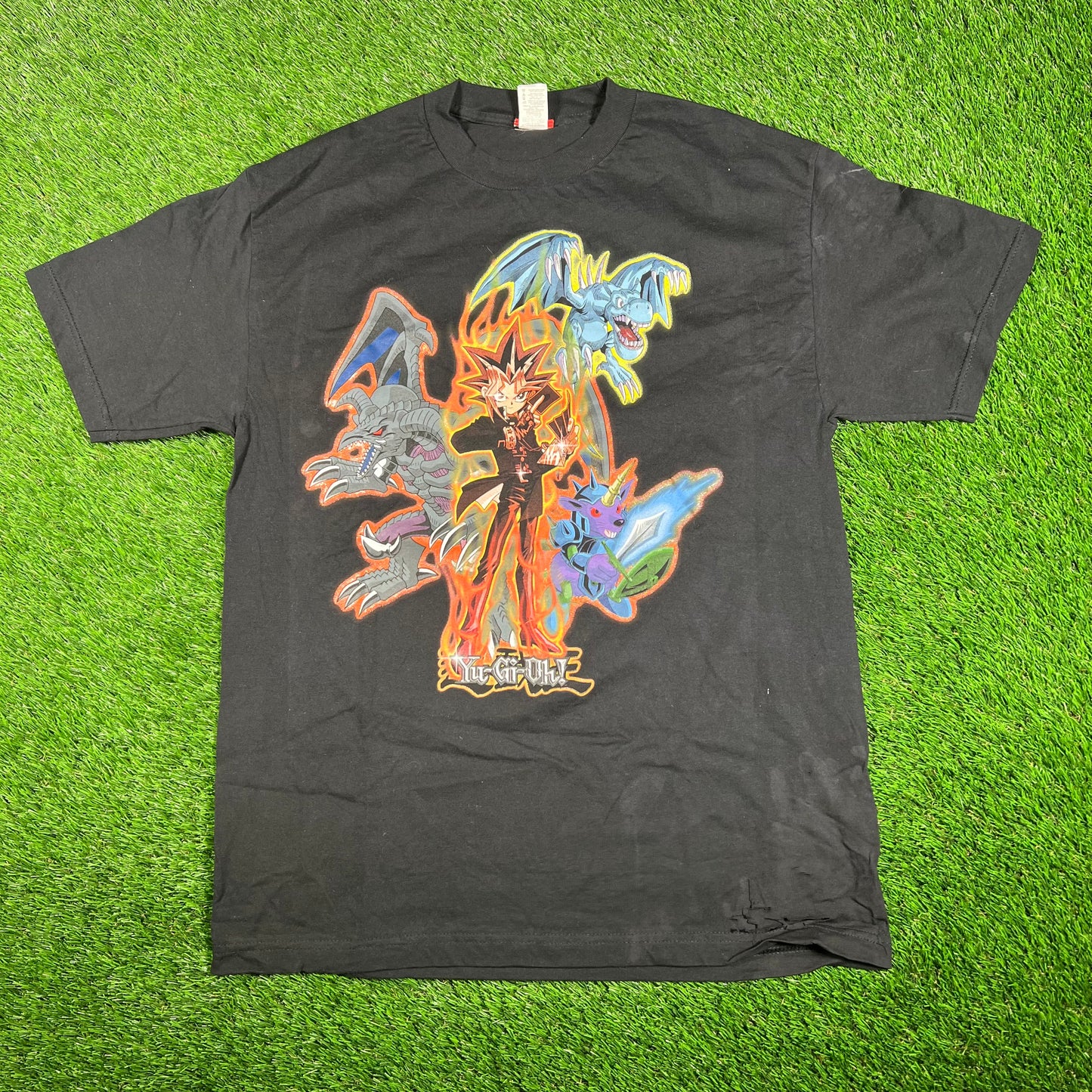 Y2K Yu Gi Oh "Boys" Black Tee Size Large USED v17941