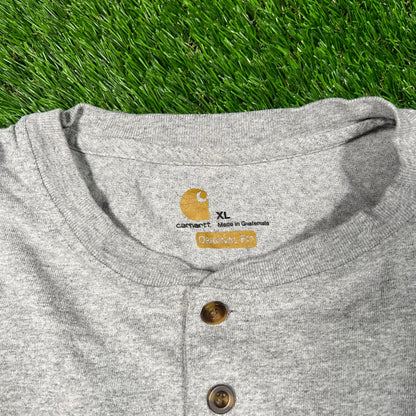 Carhartt Half Button Up Grey Pocket Tee Size XL USED v18760