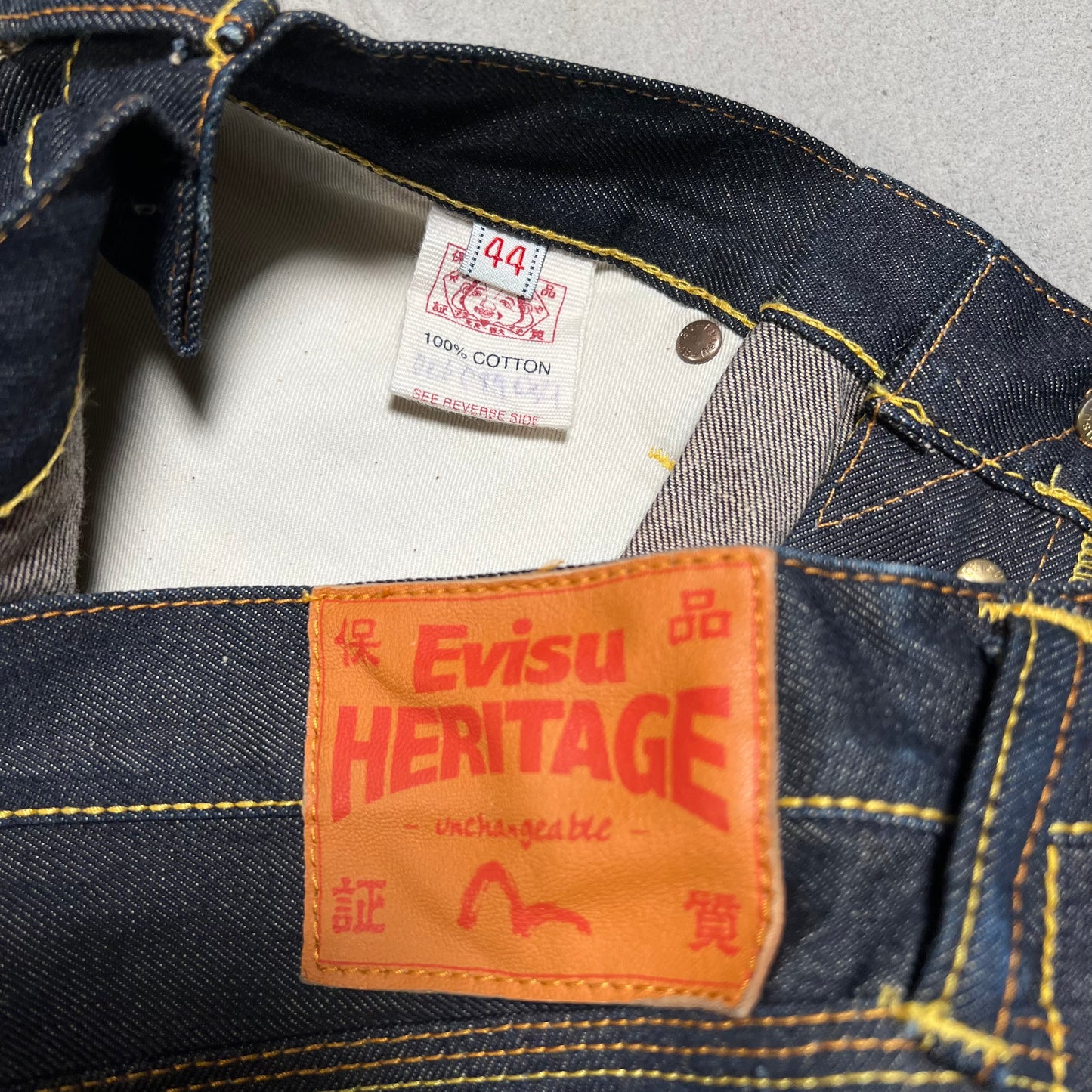 Evisu Indigo Yellow Arch Denim Size 36 (Tailored) USED x17659