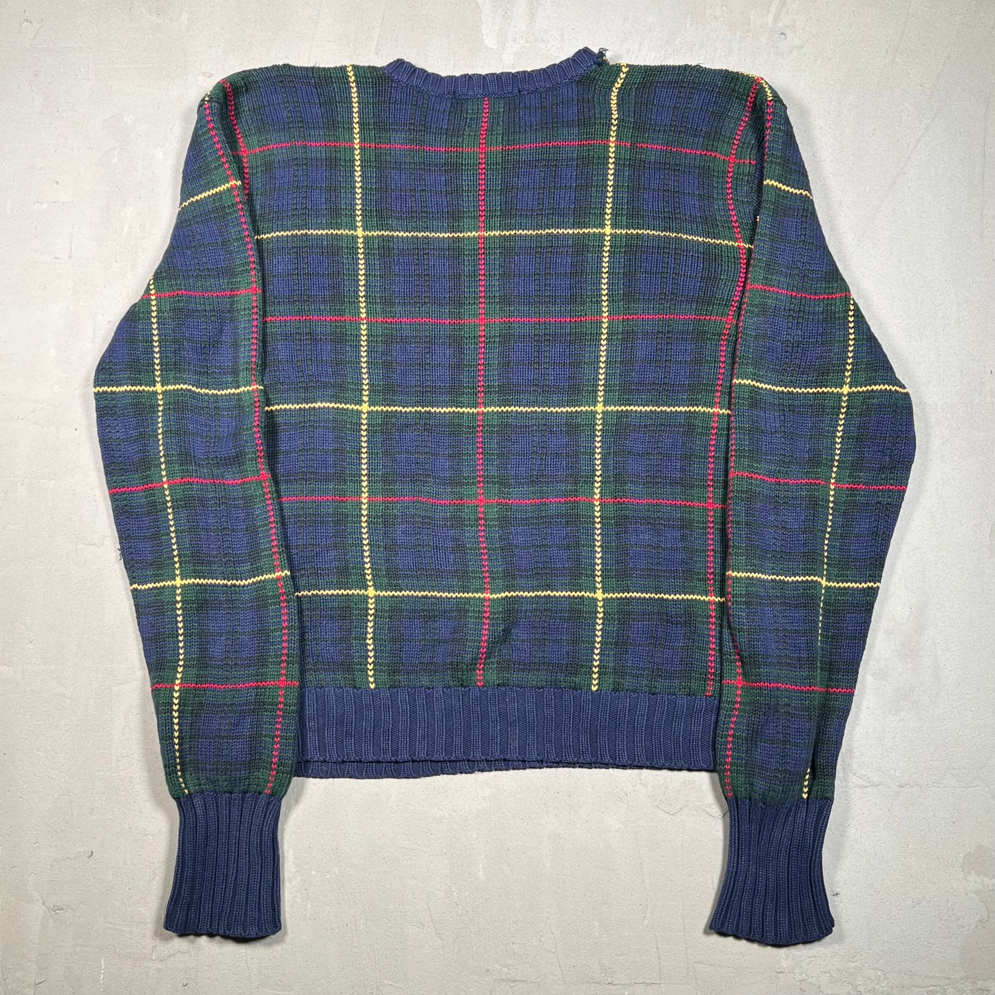 Polo Ralph Lauren Navy Plaid Crewneck Size Large USED v19111