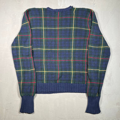 Polo Ralph Lauren Navy Plaid Crewneck Size Large USED v19111