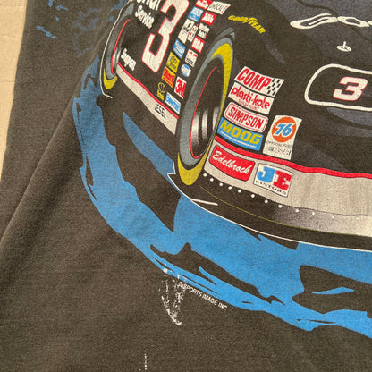 1990s The Man Dale Ernhardt Goodwrench AOP Black Tee Size XL USED v15927