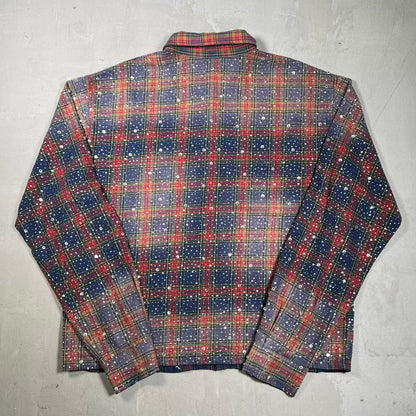Vale Rhinestone Blue/Red Button Up Flannel Size XL USED x18528